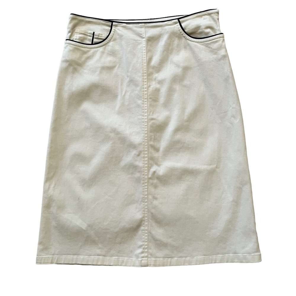 Talbots White Stretch Cotton Skirt with Black Piping Detail 8